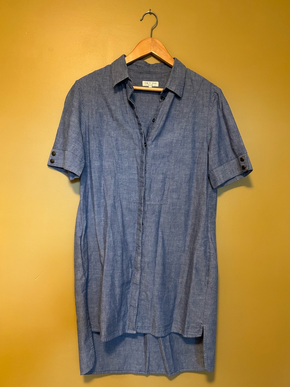 rag & bone Short-Sleeve Chambray Button-Down Shirt Dress - Blue